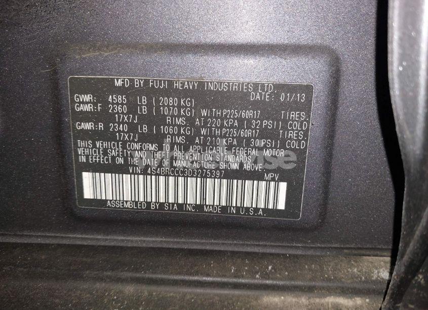 Photo 9 of 2013 Subaru Outback 2.5I PREMIUM (VIN 4S4BRCCC3D3275397)