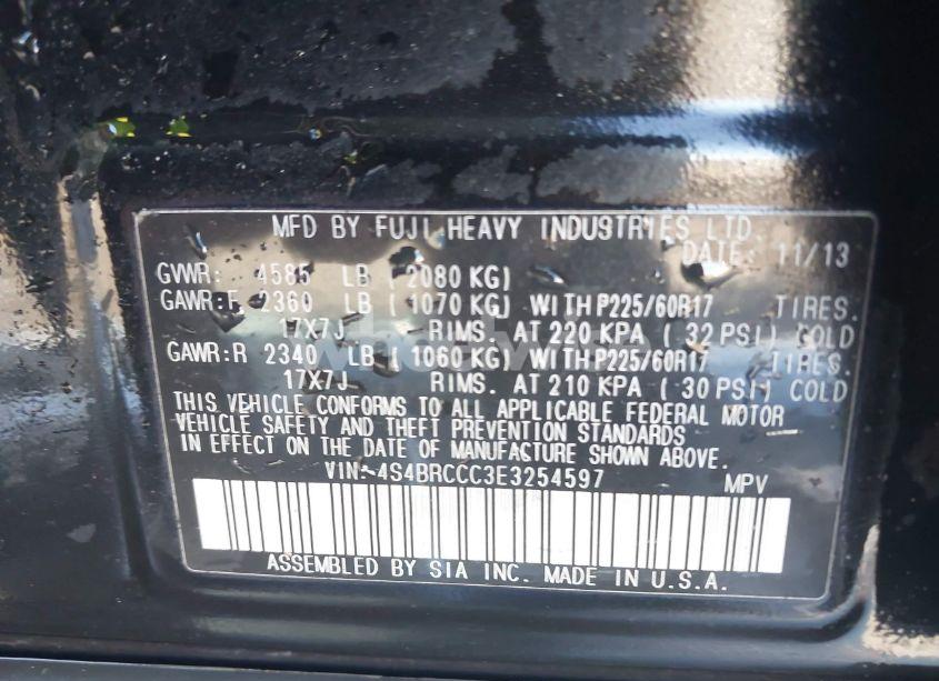 Photo 9 of 2014 Subaru Outback 2.5I PREMIUM (VIN 4S4BRCCC3E3254597)