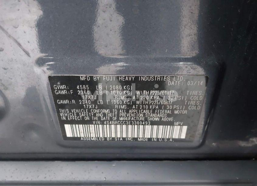 Photo 9 of 2014 Subaru Outback 2.5I PREMIUM (VIN 4S4BRCCC3E3300493)