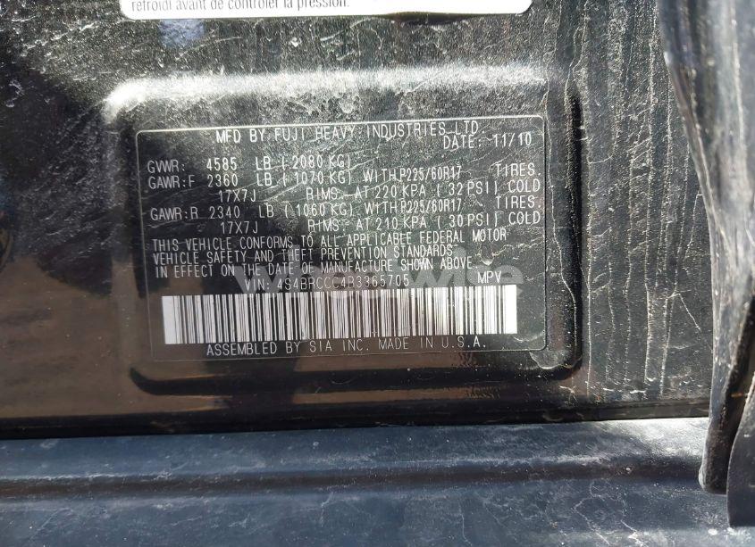 Photo 9 of 2011 Subaru Outback 2.5I PREMIUM (VIN 4S4BRCCC4B3365705)