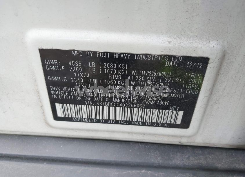Photo 9 of 2013 Subaru Outback 2.5I PREMIUM (VIN 4S4BRCCC4D3266062)