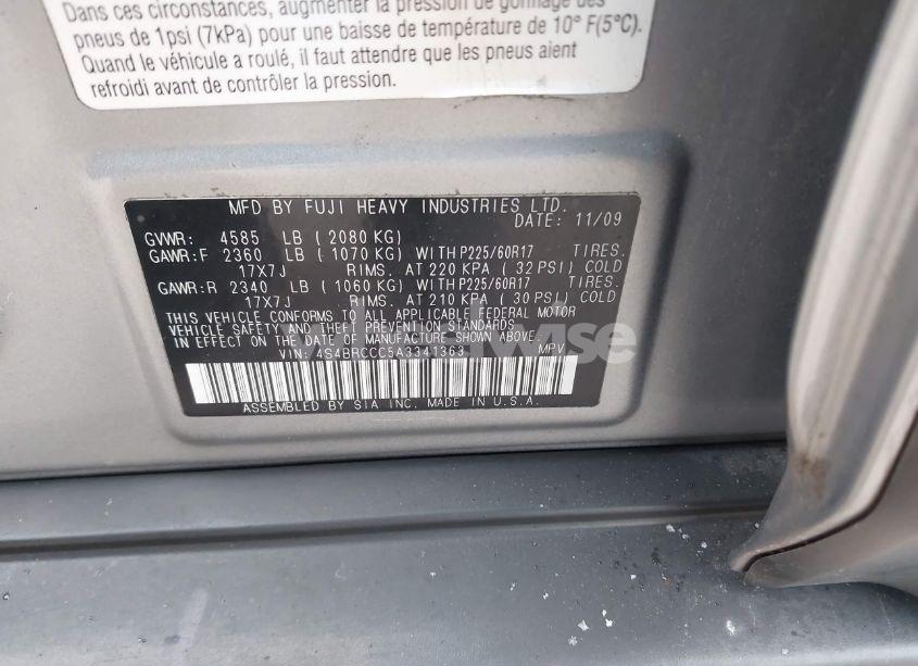 Photo 9 of 2010 Subaru Outback 2.5I PREMIUM (VIN 4S4BRCCC5A3341363)