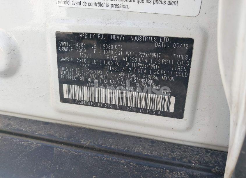 Photo 9 of 2012 Subaru Outback 2.5I PREMIUM (VIN 4S4BRCCC5C3297464)