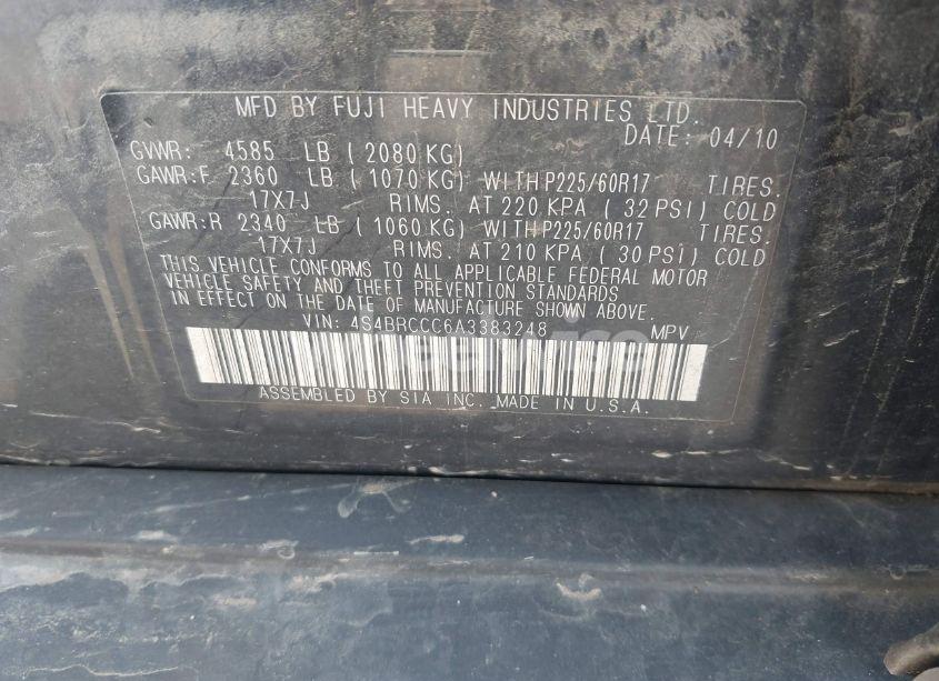 Photo 9 of 2010 Subaru Outback 2.5I PREMIUM (VIN 4S4BRCCC6A3383248)