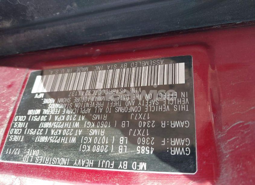 Photo 9 of 2012 Subaru Outback 2.5I PREMIUM (VIN 4S4BRCCC7C3241137)