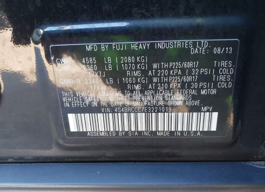 Photo 9 of 2014 Subaru Outback 2.5I PREMIUM (VIN 4S4BRCCC7E3221019)