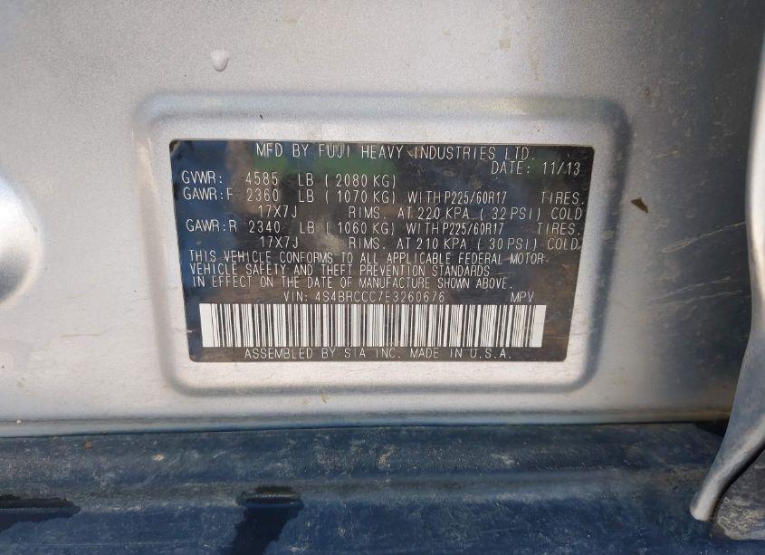 Photo 9 of 2014 Subaru Outback 2.5I PREMIUM (VIN 4S4BRCCC7E3260676)