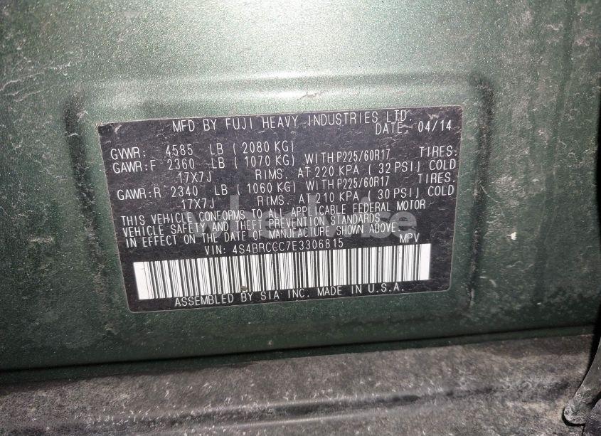 Photo 9 of 2014 Subaru Outback 2.5I PREMIUM (VIN 4S4BRCCC7E3306815)