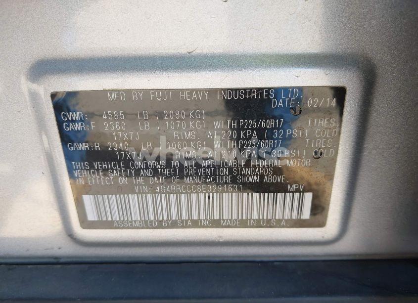 Photo 9 of 2014 Subaru Outback 2.5I PREMIUM (VIN 4S4BRCCC8E3291631)