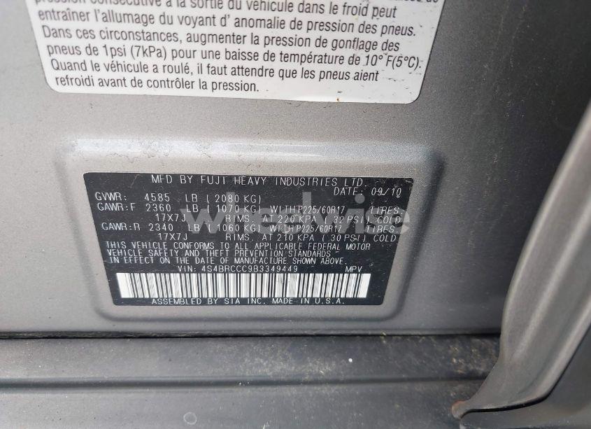 Photo 9 of 2011 Subaru Outback 2.5I PREMIUM (VIN 4S4BRCCC9B3349449)