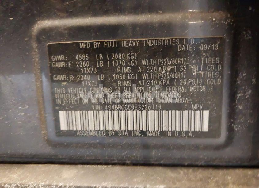 Photo 9 of 2014 Subaru Outback 2.5I PREMIUM (VIN 4S4BRCCC9E3236119)