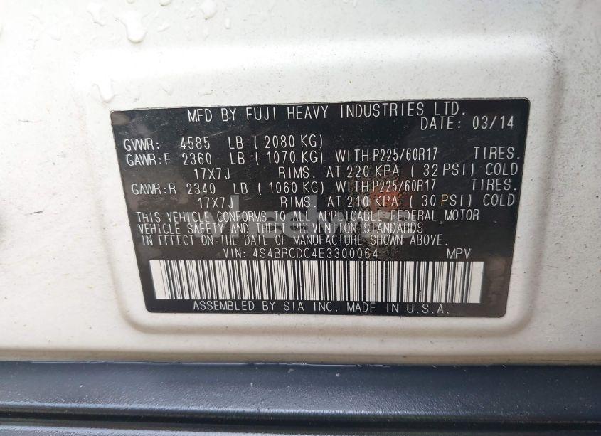 Photo 9 of 2014 Subaru Outback 2.5I PREMIUM (VIN 4S4BRCDC4E3300064)