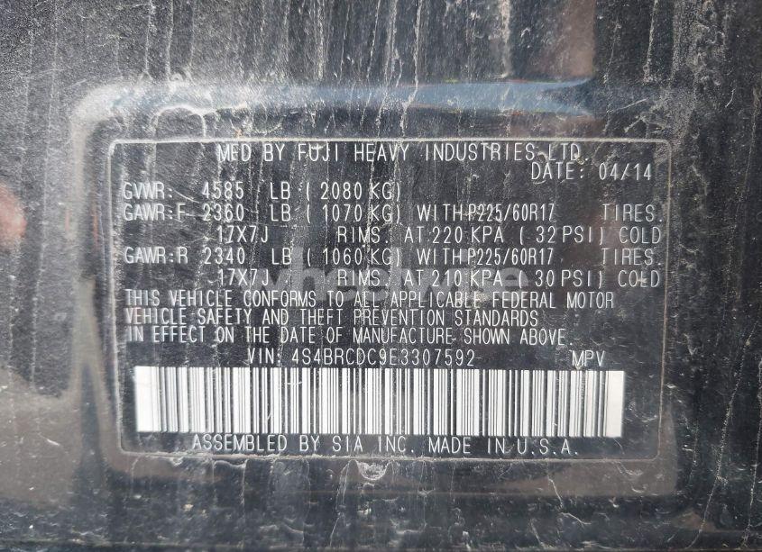 Photo 9 of 2014 Subaru Outback 2.5I PREMIUM (VIN 4S4BRCDC9E3307592)