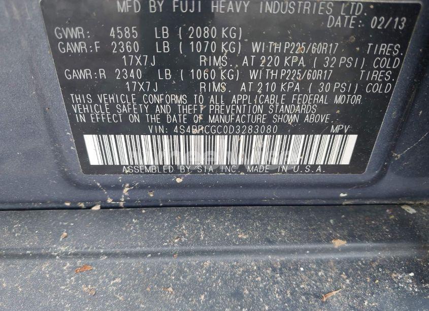 Photo 9 of 2013 Subaru Outback 2.5I PREMIUM (VIN 4S4BRCGC0D3283080)