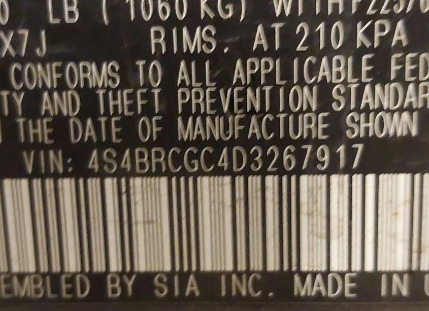 Photo 9 of 2013 Subaru Outback 2.5I PREMIUM (VIN 4S4BRCGC4D3267917)