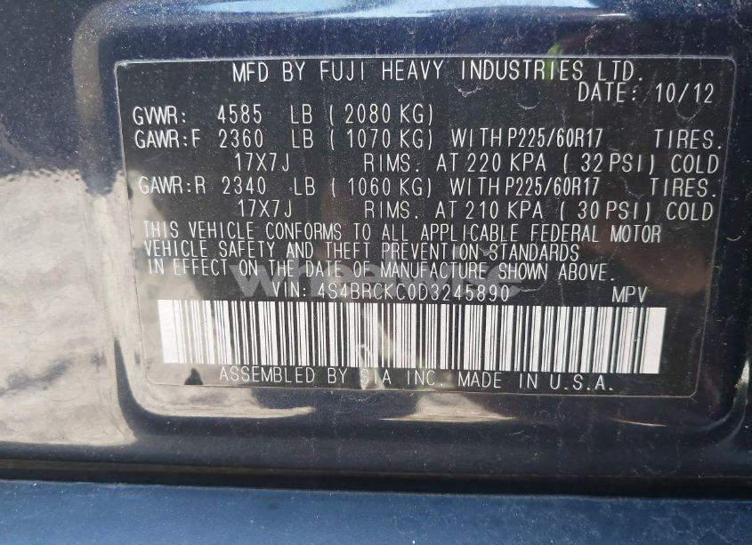 Photo 9 of 2013 Subaru Outback 2.5I LIMITED (VIN 4S4BRCKC0D3245890)