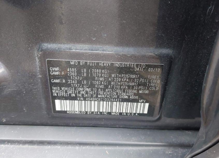 Photo 9 of 2013 Subaru Outback 2.5I LIMITED (VIN 4S4BRCKC1D3294421)