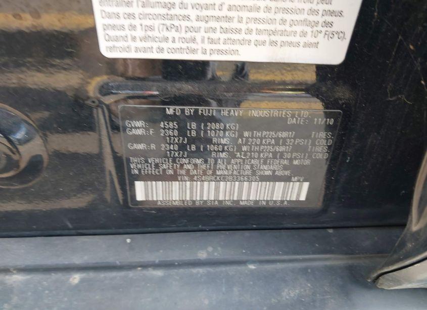 Photo 9 of 2011 Subaru Outback 2.5I LIMITED (VIN 4S4BRCKC2B3366305)