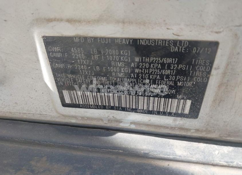 Photo 9 of 2013 Subaru Outback 2.5I LIMITED (VIN 4S4BRCKC2D3214057)