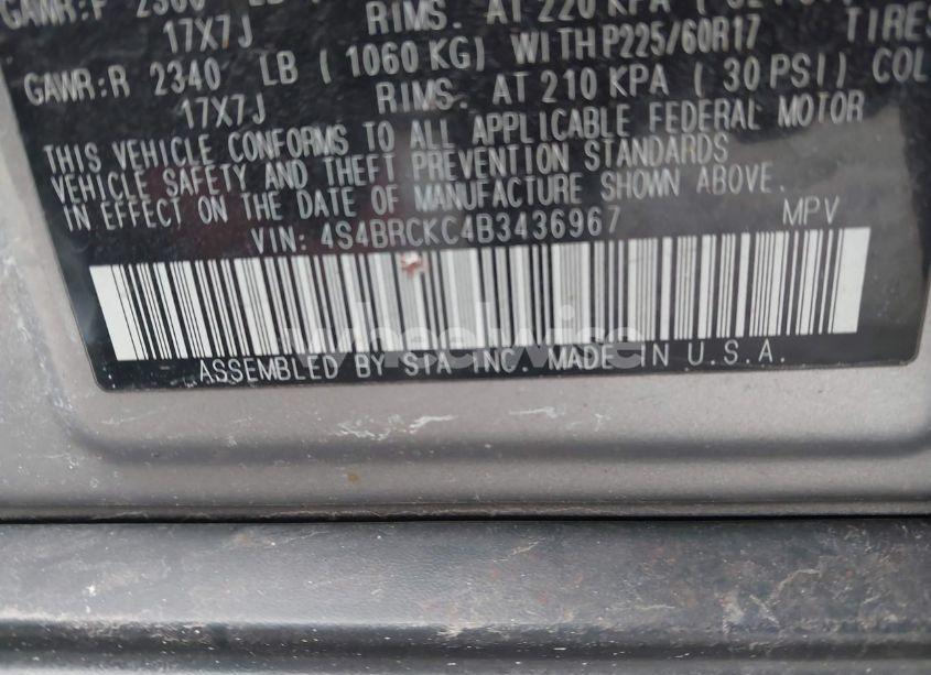 Photo 9 of 2011 Subaru Outback 2.5I LIMITED (VIN 4S4BRCKC4B3436967)