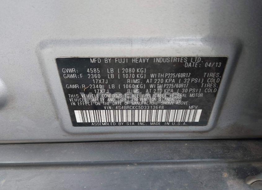 Photo 9 of 2013 Subaru Outback 2.5I LIMITED (VIN 4S4BRCKC5D3313648)