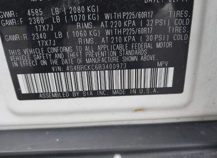 Photo 9 of 2011 Subaru Outback 2.5I LIMITED (VIN 4S4BRCKC6B3400973)