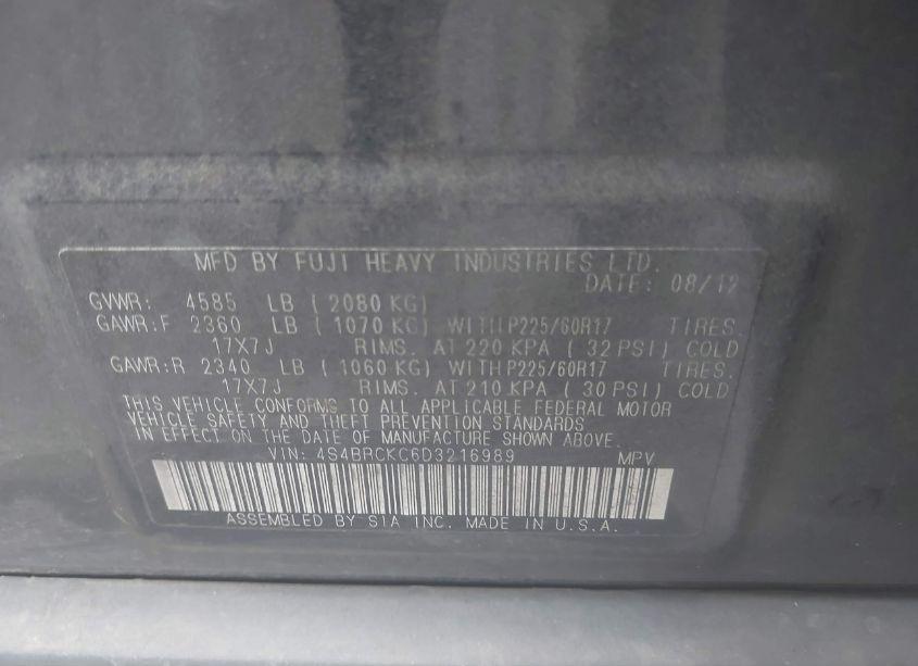 Photo 9 of 2013 Subaru Outback 2.5I LIMITED (VIN 4S4BRCKC6D3216989)