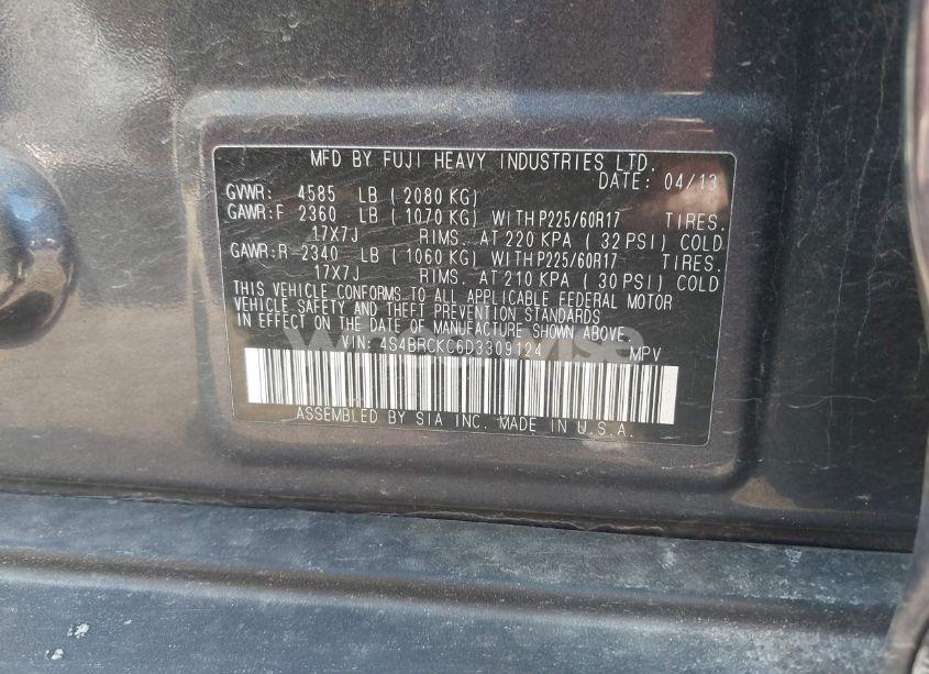 Photo 9 of 2013 Subaru Outback 2.5I LIMITED (VIN 4S4BRCKC6D3309124)