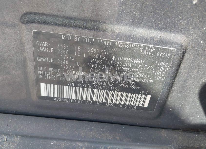 Photo 9 of 2013 Subaru Outback 2.5I LIMITED (VIN 4S4BRCKC6D3311858)