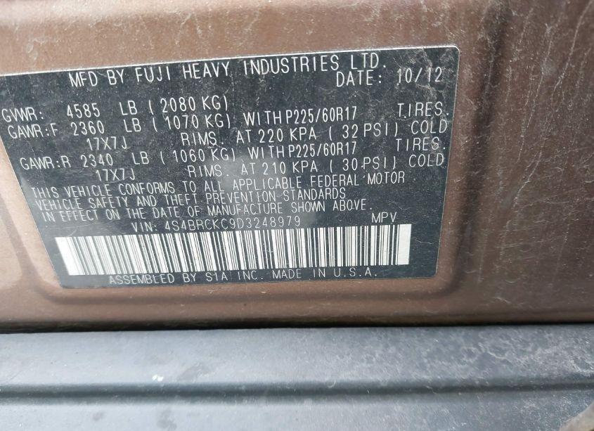 Photo 9 of 2013 Subaru Outback 2.5I LIMITED (VIN 4S4BRCKC9D3248979)