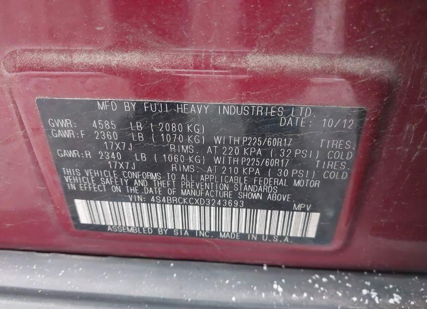 Photo 9 of 2013 Subaru Outback 2.5I LIMITED (VIN 4S4BRCKCXD3243693)