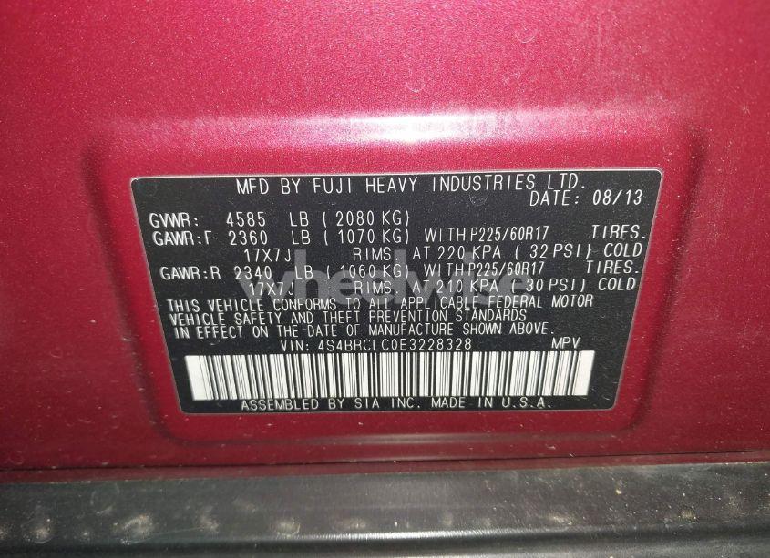 Photo 9 of 2014 Subaru Outback 2.5I LIMITED (VIN 4S4BRCLC0E3228328)