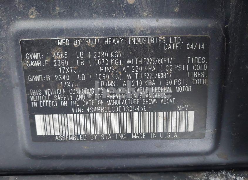 Photo 9 of 2014 Subaru Outback 2.5I LIMITED (VIN 4S4BRCLC0E3305456)