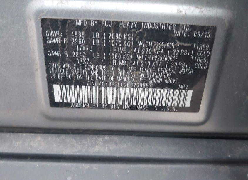 Photo 9 of 2014 Subaru Outback 2.5I LIMITED (VIN 4S4BRCLC2E3208887)