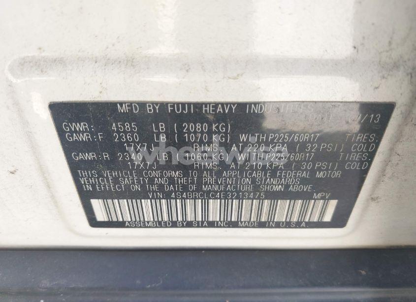 Photo 9 of 2014 Subaru Outback 2.5I LIMITED (VIN 4S4BRCLC4E3213475)