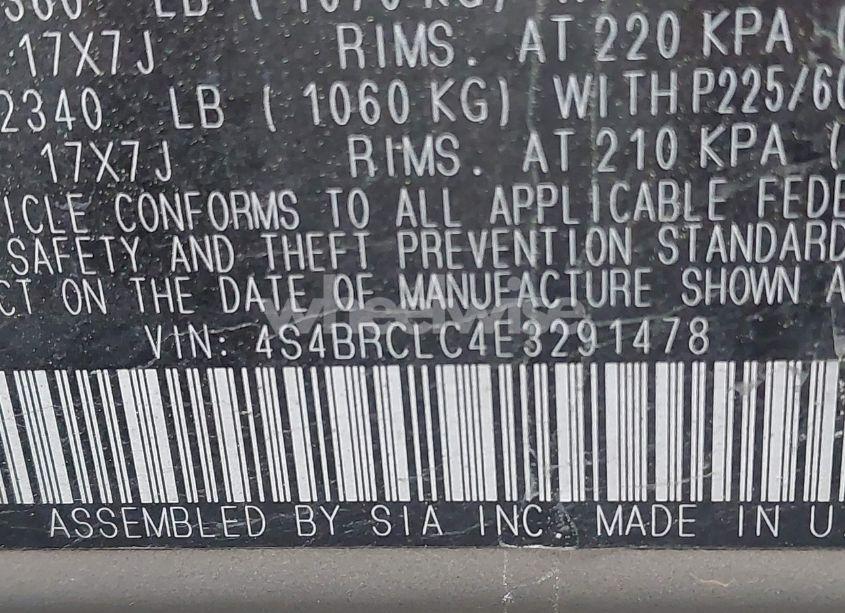 Photo 9 of 2014 Subaru Outback 2.5I LIMITED (VIN 4S4BRCLC4E3291478)