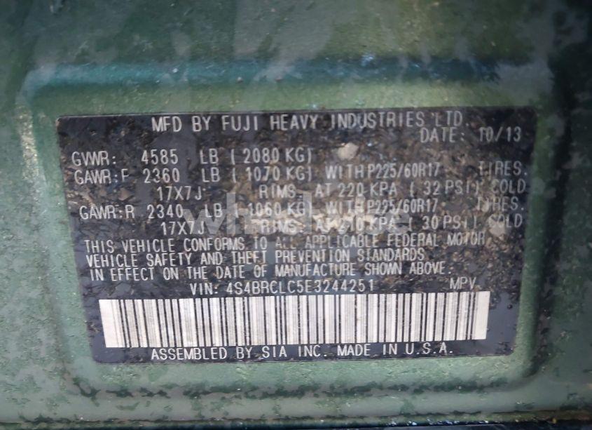 Photo 9 of 2014 Subaru Outback 2.5I LIMITED (VIN 4S4BRCLC5E3244251)