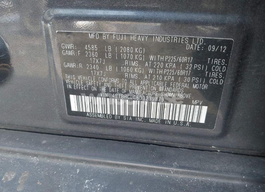 Photo 9 of 2013 Subaru Outback 2.5I LIMITED (VIN 4S4BRCLC6D3239879)