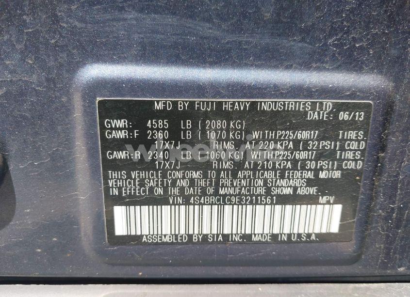 Photo 9 of 2014 Subaru Outback 2.5I LIMITED (VIN 4S4BRCLC9E3211561)