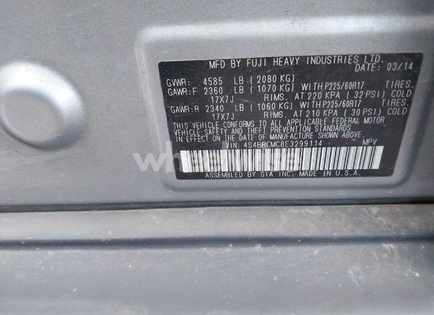 Photo 9 of 2014 Subaru Outback 2.5I LIMITED (VIN 4S4BRCMC8E3299114)