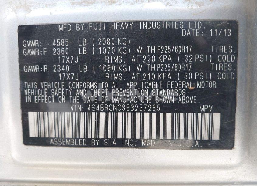 Photo 9 of 2014 Subaru Outback 2.5I LIMITED (VIN 4S4BRCNC3E3257285)