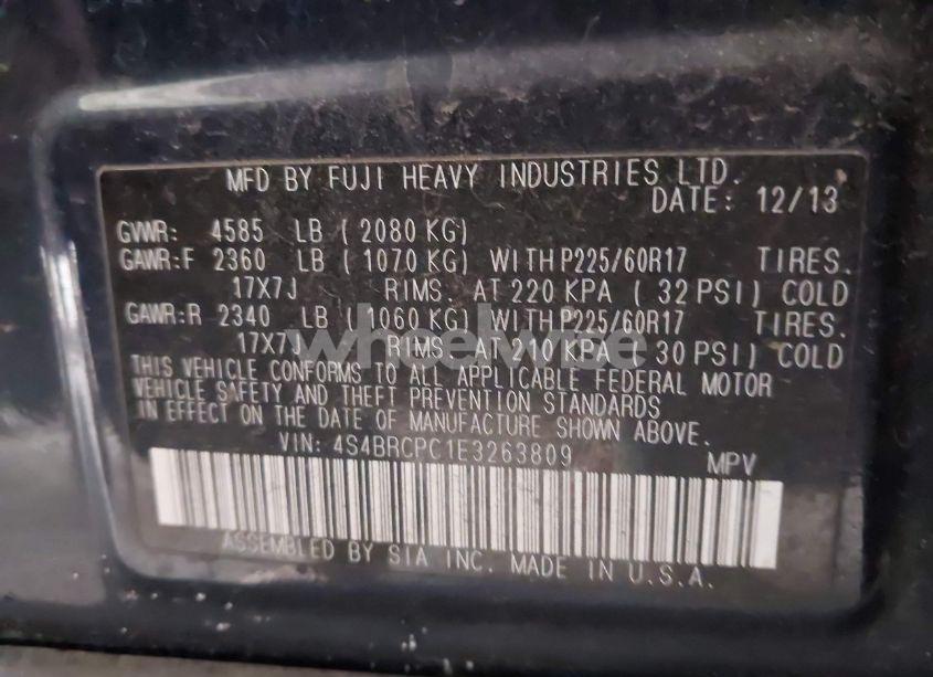 Photo 9 of 2014 Subaru Outback 2.5I LIMITED (VIN 4S4BRCPC1E3263809)