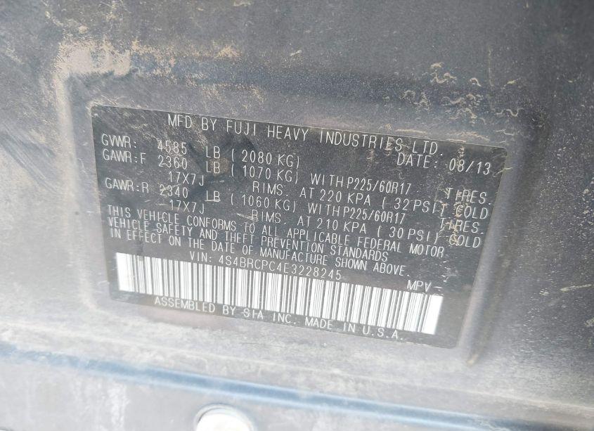 Photo 9 of 2014 Subaru Outback 2.5I LIMITED (VIN 4S4BRCPC4E3228245)