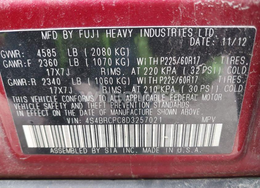 Photo 9 of 2013 Subaru Outback 2.5I LIMITED (VIN 4S4BRCPC8D3257021)