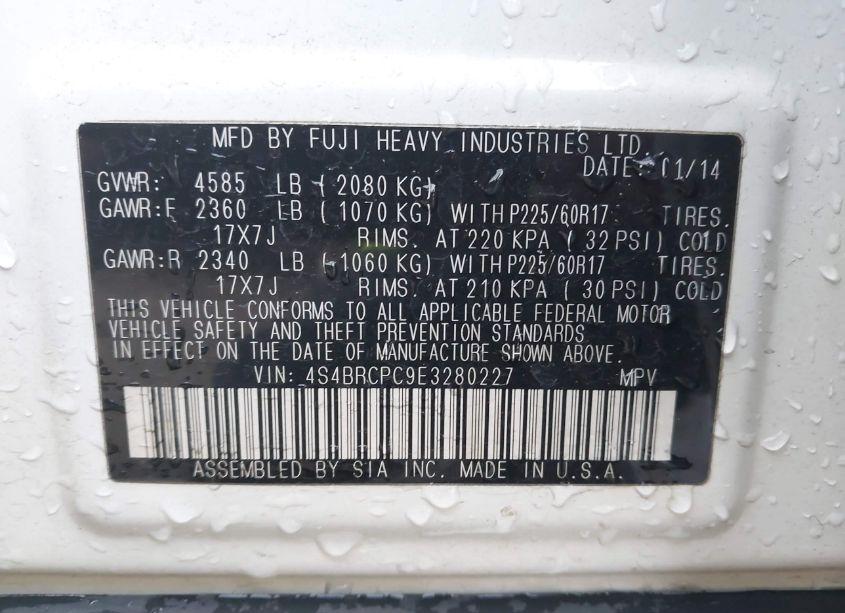 Photo 9 of 2014 Subaru Outback 2.5I LIMITED (VIN 4S4BRCPC9E3280227)