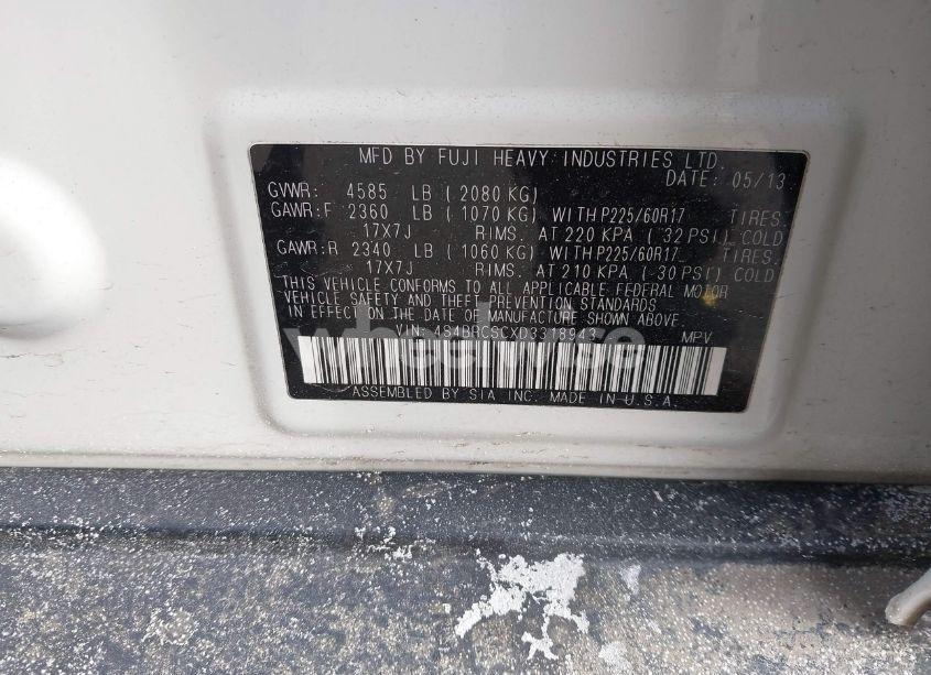 Photo 9 of 2013 Subaru Outback 2.5I LIMITED (VIN 4S4BRCSCXD3318943)