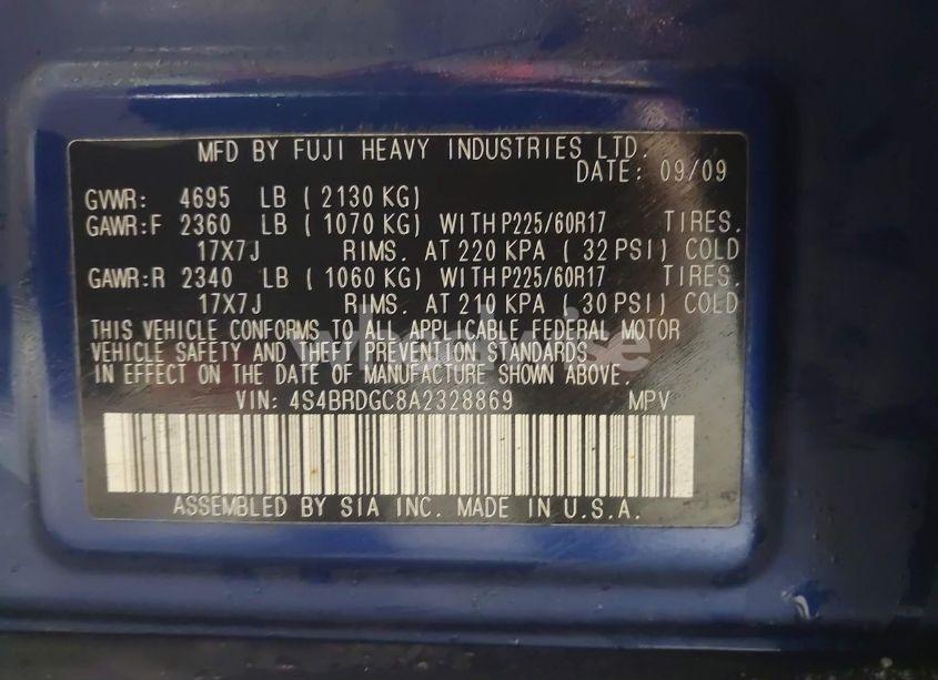 Photo 9 of 2010 Subaru Outback 3.6R PREMIUM (VIN 4S4BRDGC8A2328869)