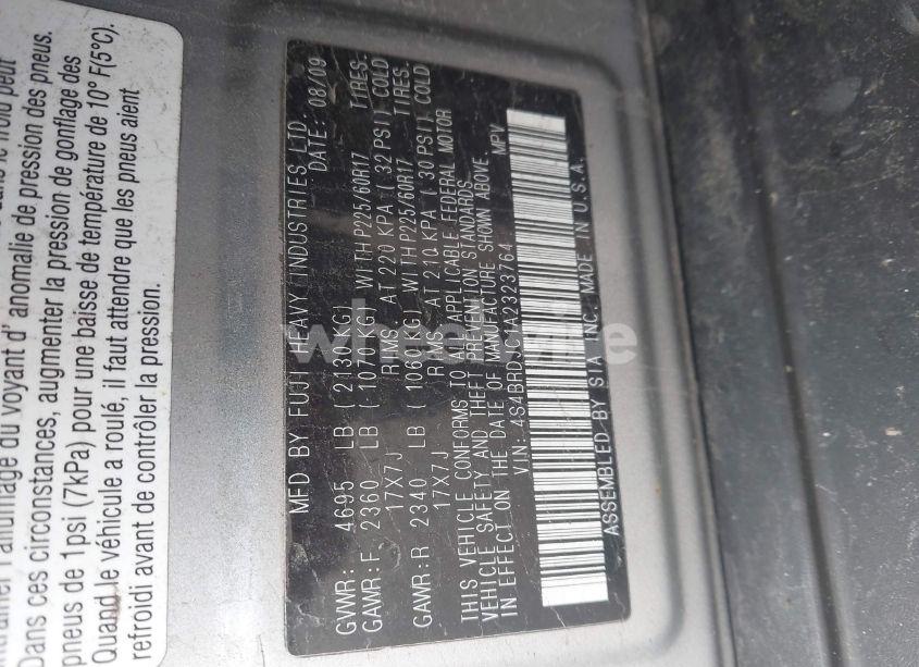 Photo 9 of 2010 Subaru Outback 3.6R LIMITED (VIN 4S4BRDJC1A2323764)