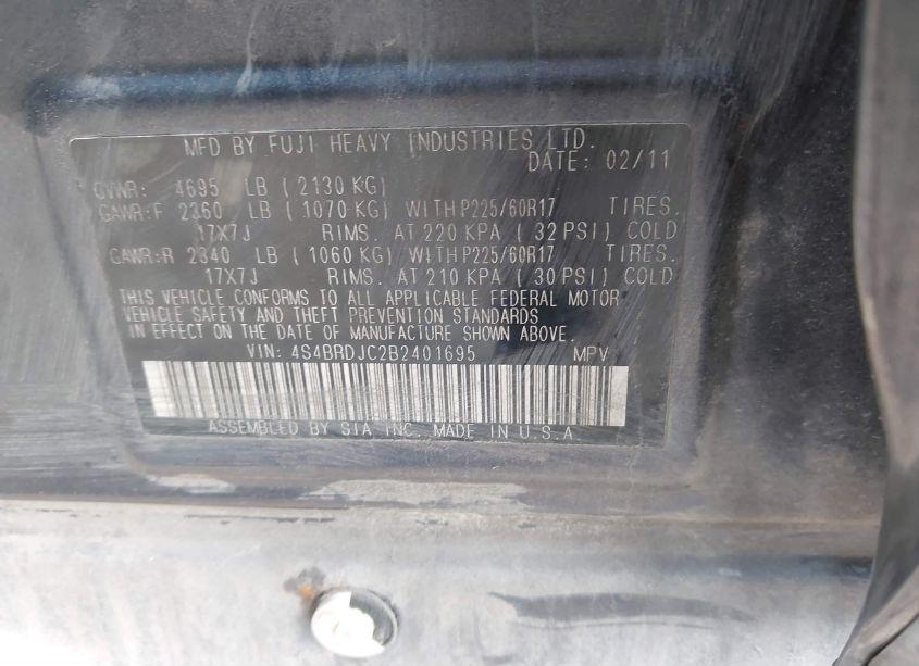 Photo 9 of 2011 Subaru Outback 3.6R LIMITED (VIN 4S4BRDJC2B2401695)