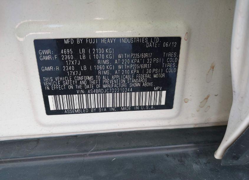 Photo 9 of 2013 Subaru Outback 3.6R LIMITED (VIN 4S4BRDJC7D2210244)